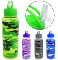 Garrafa Squeeze Plastico Pet Camuflada Tampa Flip Top 800Ml