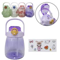 Garrafa Squeeze Plastico Tampa Flip Top + Botao + Trava Alca