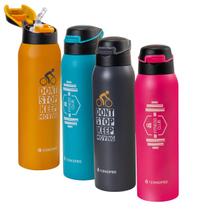 Garrafa Squeeze Térmica de Aço Inox para Bebidas Quentes e Frias Sport Fitness - 450mL- Termopro