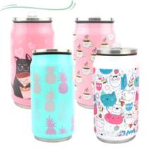 Garrafa Squeeze térmica de inox latinha com tampa flip