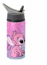 Garrafa stitch alumínio 600ml tampa e canudo de silicone