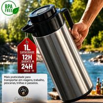 Garrafa Térmica 1 Litro A Vácuo 12 Horas Quente 24 Horas Fria Inox Café Nobre Thermo Antivazamento Garrafa Térmica 1 Litro A Vácuo 12 Horas Quente 24 Horas Fria Inox Café Nobre Thermo Antivazamento