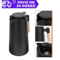 Garrafa Térmica 1 Litro Com Cabo de Madeira Café Água Quente Gelada Garrafa Térmica 1 Litro Com Cabo de Madeira Café Água Quente Gelada