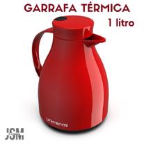 Garrafa Térmica 1 Litro Com Gatilho Bule Paris para Café Chá Leite - Vermelha - Unitermi