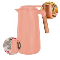 Garrafa Térmica 1 Litro Nórdica com Cabo de Madeira Natural Café Chá