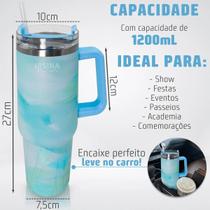 Garrafa Térmica 1200ml Inox Estilo Aquarela Degradê Tampa Transparente Com Canudo Alça Lateral Bebida Quente Fria Carro Festa Irsina Garrafa Térmica 1200ml Inox Estilo Aquarela Degradê Tampa Transparente Com Canudo Alça Lateral Bebida Quente Fria Carro Festa Irsina