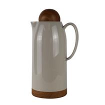 Garrafa Térmica 1l Café Chá Com Botão Na Tampa Cinza E Nude