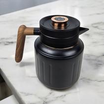 Garrafa Térmica 1L com Visor Digital Touch, Isolamento 24h, Cabo de Madeira Ideal para Café e Chá