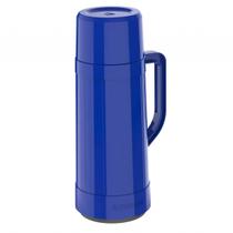 Garrafa Térmica 1L em Plástico Azul Ampola de Vidro Alça Topázio Soprano para Café Chá Água Garrafa Térmica 1L em Plástico Azul Ampola de Vidro Alça Topázio Soprano para Café Chá Água