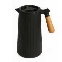 Garrafa Térmica 1L Preta Cabo de Madeira Nórdica Florença Em Casa Tem