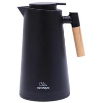 Garrafa Térmica 1L Preta Cabo Madeira 10050 Mimo Style