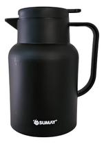 Garrafa Térmica 1l Preta Com Ampola Vidro Veneza - Sumay