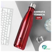 Garrafa Térmica 500ml Água Metal Vermelha Inox Duplo Fitness