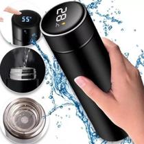 Garrafa Térmica 500ml Inteligente Led com Sensor Digital Medidor Temperatura Squeeze Água, Chá, Café Cor Preto