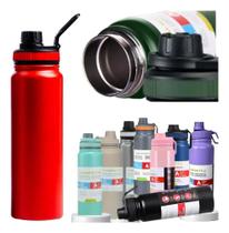 Garrafa Térmica 800Ml Água Squeeze Inox Academia C Vermelho
