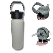 Garrafa Térmica 800ml com Alça Tumbl Aço Inoxidável Isolamento Térmico Com Canudo Academia Caminhada