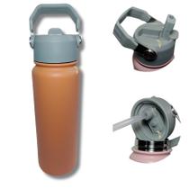 Garrafa Térmica 800ml com Alça Tumbl Aço Inoxidável Isolamento Térmico Com Canudo Academia Caminhada