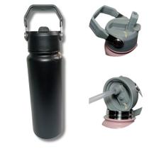Garrafa Térmica 800ml com Alça Tumbl Aço Inoxidável Isolamento Térmico Com Canudo Academia Caminhada