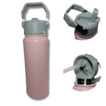 Garrafa Térmica 800ml com Alça Tumbl Aço Inoxidável Isolamento Térmico Com Canudo Academia Caminhada