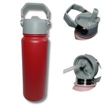 Garrafa Térmica 800ml com Alça Tumbl Aço Inoxidável Isolamento Térmico Com Canudo Academia Caminhada