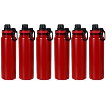 Garrafa Térmica 800ml em Aço Inox Vacuum, Squeeze com Vedação Antivazamento Peneira Removível e Alça, bebida gelada ou quente, 28x8x8cm KIT 6UN Garrafa Térmica 800ml em Aço Inox Vacuum, Squeeze com Vedação Antivazamento Peneira Removível e Alça, bebida gelada ou quente, 28x8x8cm KIT 6UN