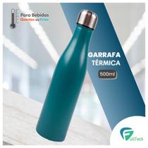 Garrafa Térmica A Vácuo Água 500ml Aço Inox Azul Academia