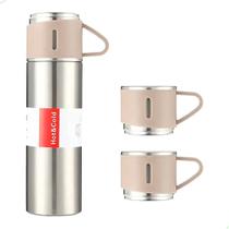 Garrafa Térmica a Vácuo Inox Kit 3 Xícaras PRATA Vacuum Flask Set 500ml