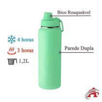 Garrafa Térmica Aço Inox 1.2L Parede Dupla com Alça Flexível e Bico com Tampa Rosqueável