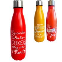 Garrafa Térmica Aço Inox Água Chá Café Suco Bebidas Frases Motivacionais 750ml Diversas Cores Wincy