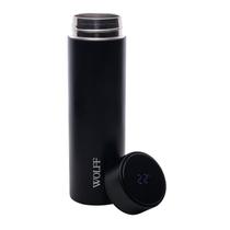 Garrafa Térmica Aço Inox Preta 500 ml Termômetro Led Wolff