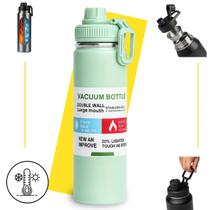 Garrafa Térmica Água 800ml Academia Quente Gelado Antivazamento Com Alça Verde