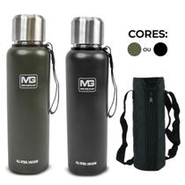 Garrafa Térmica Água Café Suco Aço Inox 1L ou 1,5L Com Bolsa de Transporte Academia Passeio Caminhada Camping Bebida Quente Gelada