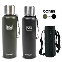 Garrafa Térmica Água Café Suco Para Academia Passeio Caminhada Camping Aço Inox 1L ou 1,5L Com Bolsa de Transporte Bebida Quente Gelada