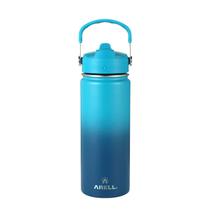 Garrafa Térmica Arell Straw Ocean Blue Esporte Fitness 532ml