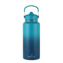 Garrafa Térmica Arell Straw Ocean Blue Esporte Fitness 946ml