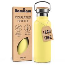 Garrafa Térmica Bambaw 500ml Amarela de Aço Inoxidável à Prova de Vazamentos Garrafa Térmica Bambaw 500ml Amarela de Aço Inoxidável à Prova de Vazamentos