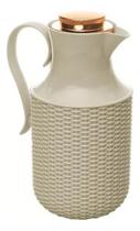 Garrafa Térmica Bege Tampa Dourada Vintage Rattan 1l - Wolff