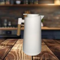 Garrafa Térmica Branca Com Cabo De Madeira - DS Home Garrafa Térmica Branca Com Cabo De Madeira - DS Home