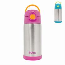 Garrafa termica buba parede dupla rosa 400ml bico silicone antivazamento