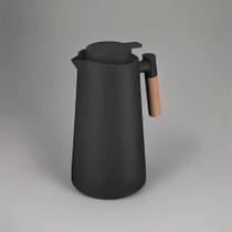 Garrafa Térmica Bule 1 Litro Parede Dupla com Ampola de Vidro e Alça de Madeira Preta Garrafa Térmica Bule 1 Litro Parede Dupla com Ampola de Vidro e Alça de Madeira Preta