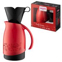 Garrafa Térmica Bule Preto e Vermelho 700ml com Filtro Café