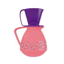 Garrafa Térmica Bule Térmico Com Coador Rosa Decorado 650Ml