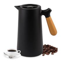 Garrafa Térmica Café 1 Litro Cabo Madeira C/ Botão Nórdica