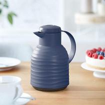 Garrafa Térmica Café 1L Emsa Samba Quick Press Wave Azul Original Mantém 12h Quente