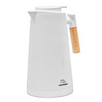 Garrafa Térmica Café Chá 1 Litro Cabo Madeira Jarra Cor Branca Nórdica Inox - Mimo Style