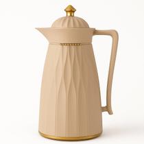Garrafa Térmica Café Chá 1 Litro Khadija Bege e Dourado Com Alça Elegante Tampa Click Tuut Garrafa Térmica Café Chá 1 Litro Khadija Bege e Dourado Com Alça Elegante Tampa Click Tuut