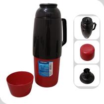 Garrafa Termica Café Chá 1L Rosca Vermelha e Preta Soprano