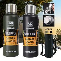 Garrafa Térmica Café Suco Água Aço Inox 1L ou 1,5L C/ Bolsa de Transporte Academia Passeio Caminhada Camping Bebida Quente Gelada