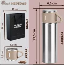 Garrafa Termica Camping Isotermica 500ml+3xícara Caneca Café