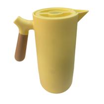 Garrafa Térmica Casa Vita Wood Cabo Bambu 1 Litro Portátil Cor:Amarelo